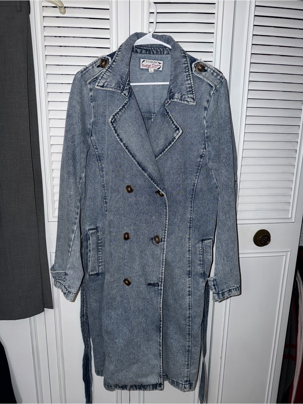 Stoosh Light Blue Denim Trench Coat new without tags
